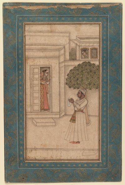 Prince and His Beloved in a Garden by Mughal School